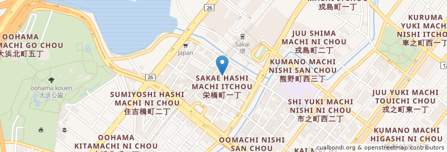 Mapa de ubicacion de Pasta mania en Japón, Prefectura De Osaka, 堺市, 堺区.