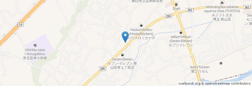 Mapa de ubicacion de ラーメン屋 あじとら 狭山笹井店 en Japão, 埼玉県, 狭山市.