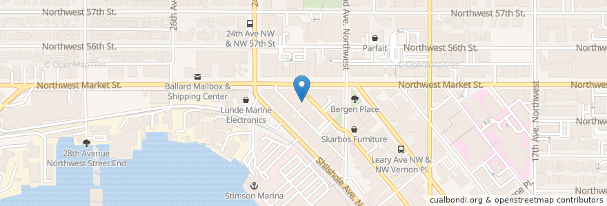 Mapa de ubicacion de The Sunset Tavern en 미국, 워싱턴, King County, Seattle.
