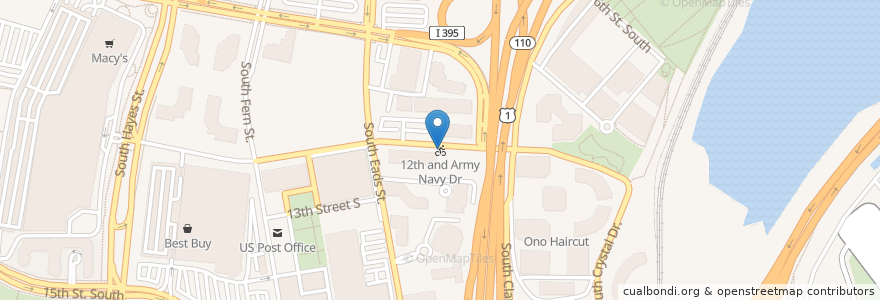 Mapa de ubicacion de 12th and Army Navy Dr en 美利坚合众国/美利堅合眾國, 弗吉尼亚州 / 維吉尼亞州 / 維珍尼亞州, Arlington County, Arlington.