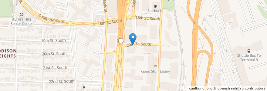 Mapa de ubicacion de 20th and Bell St en 美利坚合众国/美利堅合眾國, 弗吉尼亚州 / 維吉尼亞州 / 維珍尼亞州, Arlington County, Arlington.