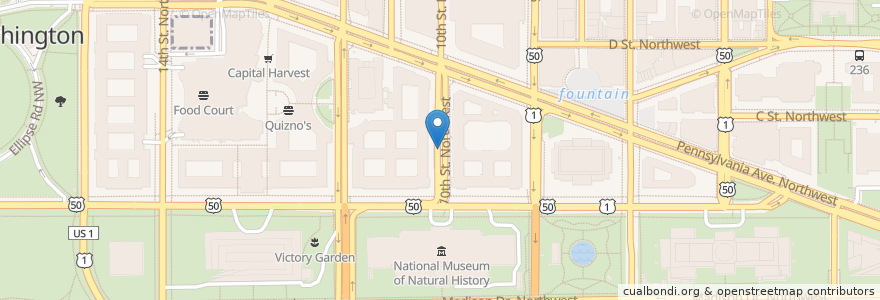 Mapa de ubicacion de 10th St and Constitution Ave NW en Estados Unidos Da América, Washington, D.C., Washington.