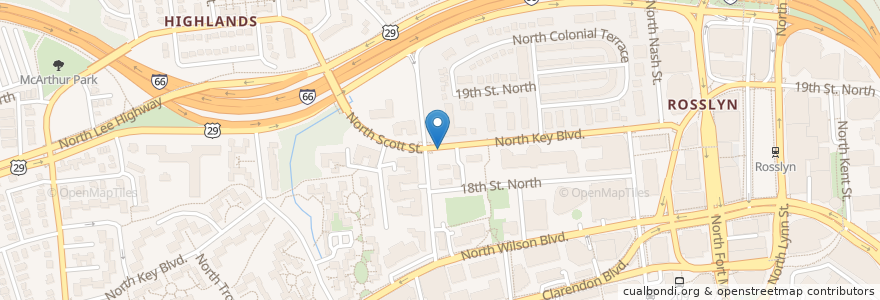 Mapa de ubicacion de Key Blvd and N Quinn St en 美利坚合众国/美利堅合眾國, 弗吉尼亚州 / 維吉尼亞州 / 維珍尼亞州, Arlington County, Arlington.