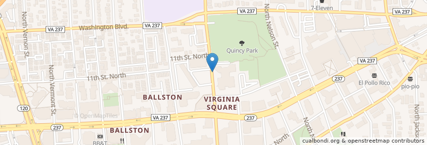 Mapa de ubicacion de Central Library / N Quincy St and 10th St N en United States, Virginia, Arlington County, Arlington.