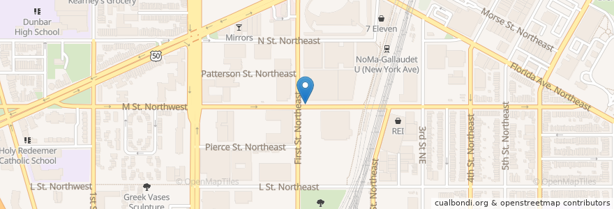 Mapa de ubicacion de 1st and M St NE en 미국, 워싱턴 D.C., 워싱턴.