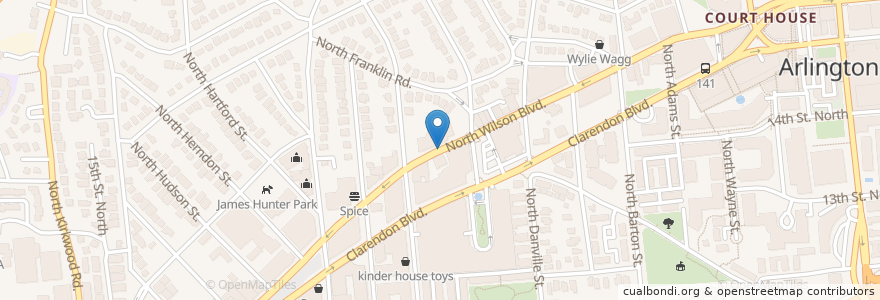 Mapa de ubicacion de Wilson Blvd and N Edgewood St en ایالات متحده آمریکا, ویرجینیا, Arlington County, Arlington.