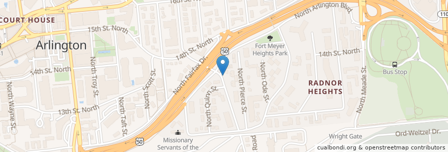 Mapa de ubicacion de Arlington Blvd and N Queen St en 美利坚合众国/美利堅合眾國, 弗吉尼亚州 / 維吉尼亞州 / 維珍尼亞州, Arlington County, Arlington.