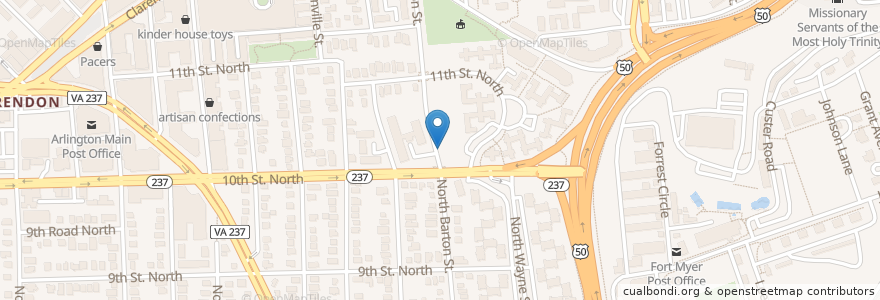 Mapa de ubicacion de Barton St and 10th St N en アメリカ合衆国, バージニア州, Arlington County, Arlington.