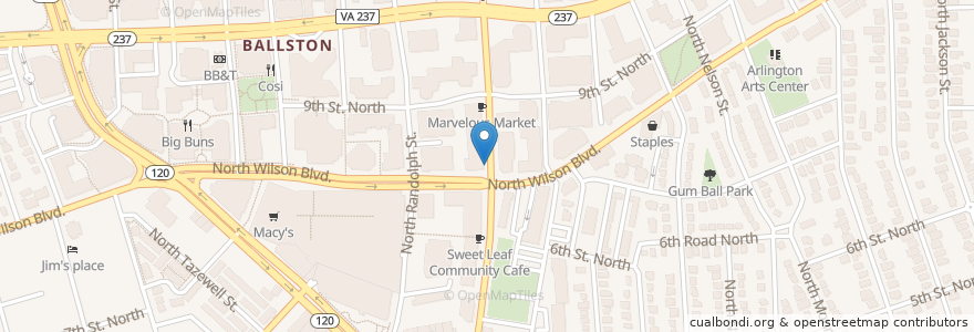 Mapa de ubicacion de N Quincy St and Wilson Blvd en United States, Virginia, Arlington County, Arlington.