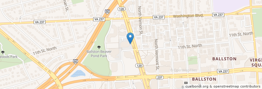 Mapa de ubicacion de Glebe Rd and 11th St N en 美利坚合众国/美利堅合眾國, 弗吉尼亚州 / 維吉尼亞州 / 維珍尼亞州, Arlington County, Arlington.