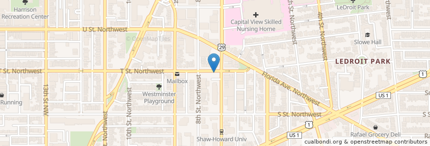 Mapa de ubicacion de 7th and T St NW en Verenigde Staten, Washington D.C., Washington.