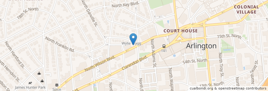 Mapa de ubicacion de Wilson Blvd and Franklin Rd en 美利坚合众国/美利堅合眾國, 弗吉尼亚州 / 維吉尼亞州 / 維珍尼亞州, Arlington County, Arlington.