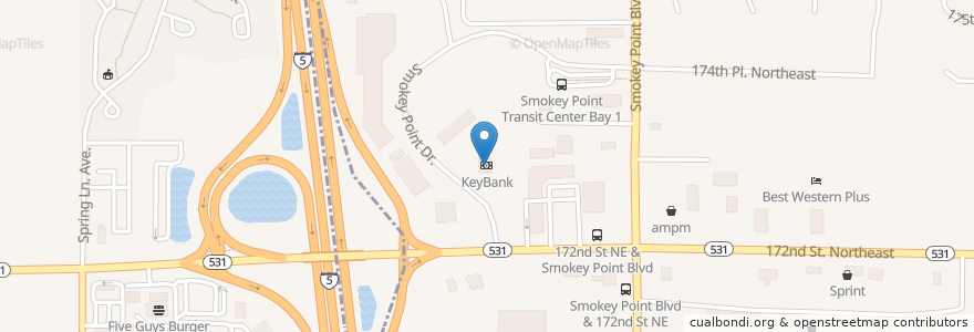 Mapa de ubicacion de KeyBank en Соединённые Штаты Америки, Вашингтон, Snohomish County, Arlington.