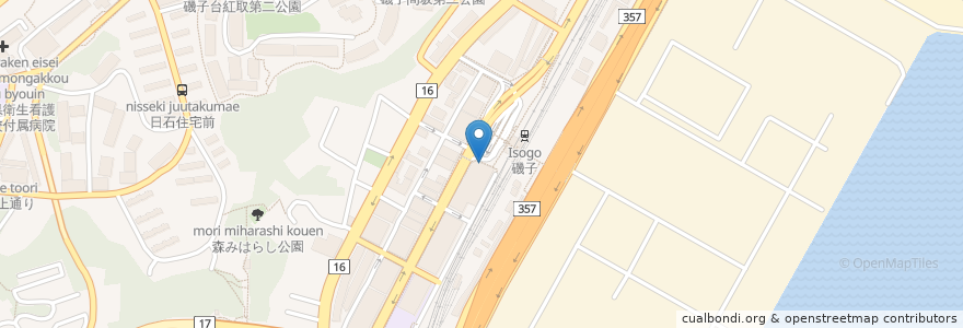 Mapa de ubicacion de ケンタッキーフライドチキン en 日本, 神奈川県, 横浜市, 磯子区.