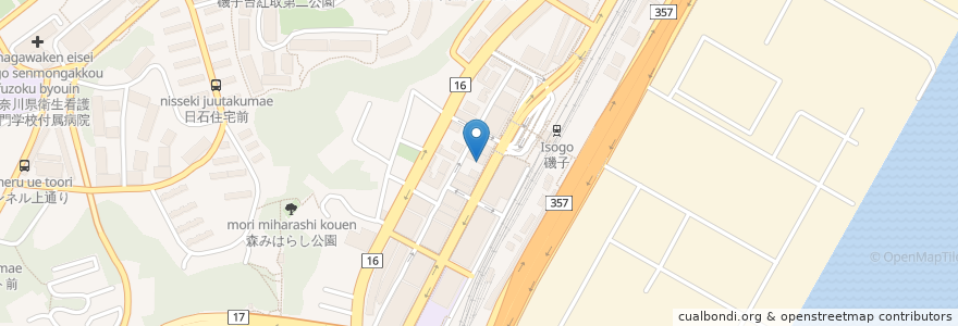 Mapa de ubicacion de 中華料理 桃園 en 日本, 神奈川県, 横浜市, 磯子区.