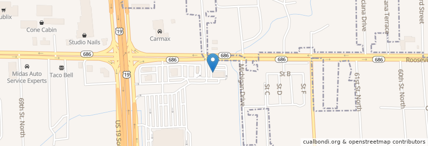 Mapa de ubicacion de Moe's Southwest Grill en الولايات المتّحدة الأمريكيّة, فلوريدا, Pinellas County.