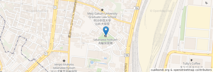 Mapa de ubicacion de 港区立高輪児童館 en ژاپن, 東京都, 港区.