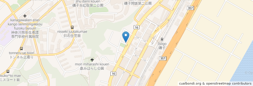 Mapa de ubicacion de ラーメン 壱六家 en ژاپن, 神奈川県, 横浜市, 磯子区.