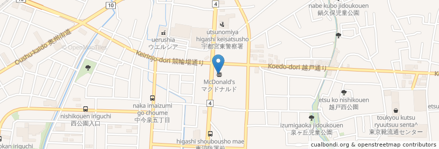 Mapa de ubicacion de マクドナルド en Japón, Prefectura De Tochigi, Utsunomiya.