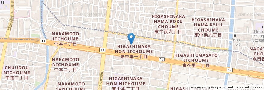 Mapa de ubicacion de ちゃあむ en 일본, 오사카부, 오사카, 城東区.