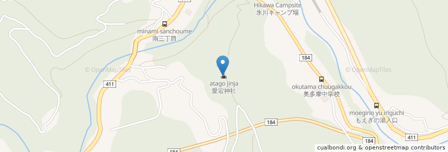 Mapa de ubicacion de 愛宕神社 en 일본, 도쿄도, 西多摩郡, 奥多摩町.