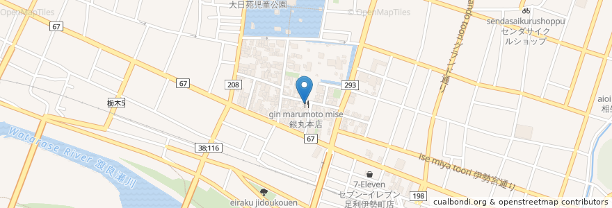 Mapa de ubicacion de 銀丸本店 en 일본, 도치기현, 足利市.