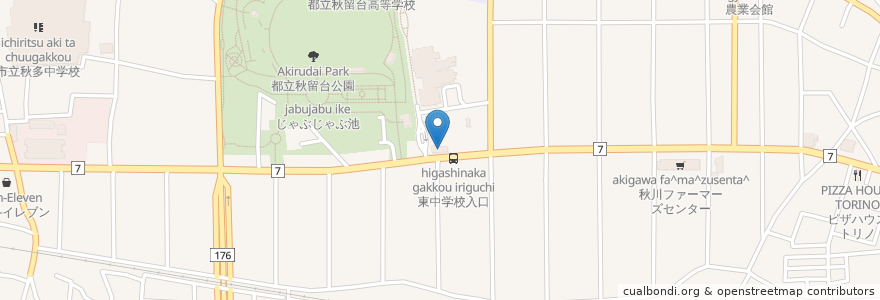 Mapa de ubicacion de キグナス 秋留台 en 日本, 東京都, あきる野市.