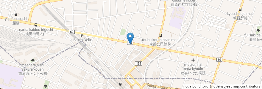 Mapa de ubicacion de なりたけ en 일본, 지바현, 習志野市.