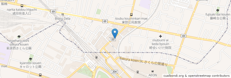 Mapa de ubicacion de Starbucks en Japan, Chiba Prefecture, Narashino.
