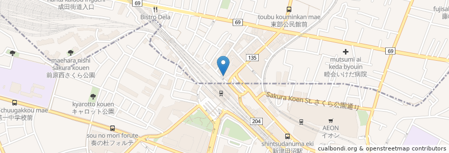 Mapa de ubicacion de みずほ銀行 en Japón, Prefectura De Chiba, Narashino.