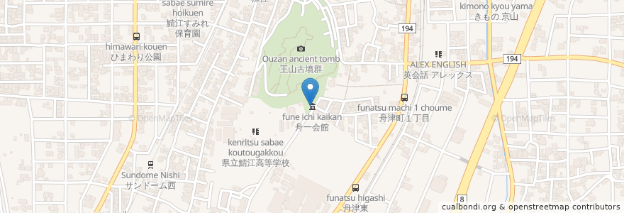 Mapa de ubicacion de 舟一会館 en اليابان, فوكوي, 鯖江市.