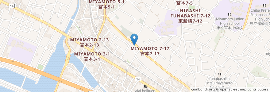 Mapa de ubicacion de えんどう眼科 en 일본, 지바현, 船橋市.