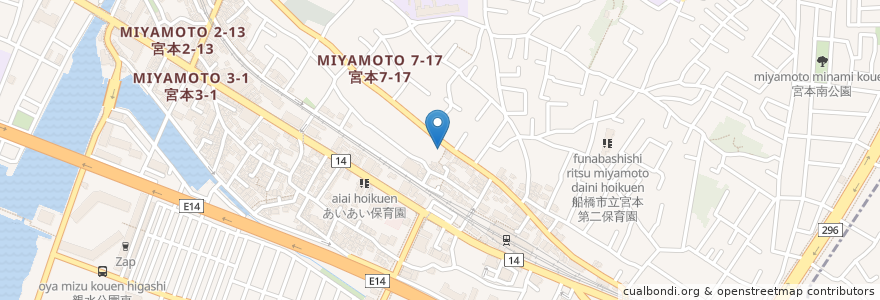 Mapa de ubicacion de 栗原医院 en اليابان, 千葉県, 船橋市.