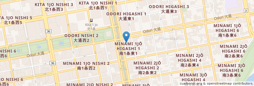 Mapa de ubicacion de バスセンター en Jepun, 北海道, 石狩振興局, 札幌市, 中央区.