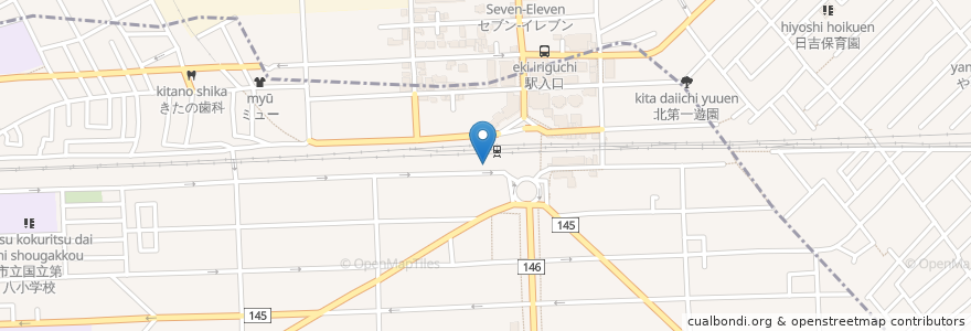 Mapa de ubicacion de 国立駅南口第1自転車駐車場 en اليابان, 東京都, 国分寺市.