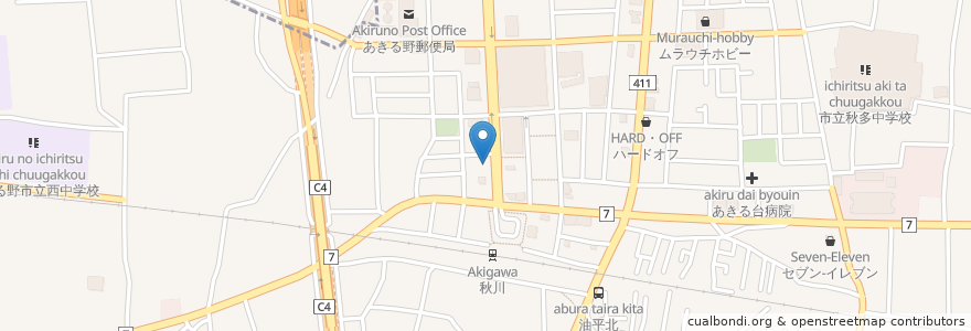 Mapa de ubicacion de やる気茶屋 en ژاپن, 東京都, あきる野市.