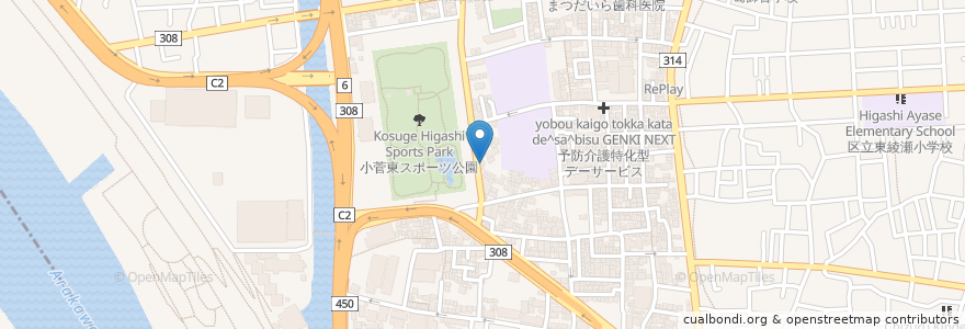 Mapa de ubicacion de 小菅東集い交流館 en Япония, Токио, Кацусика.