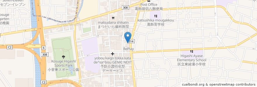 Mapa de ubicacion de 中華東洋 en ژاپن, 東京都, 葛飾区.