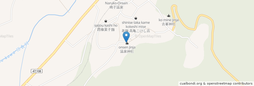 Mapa de ubicacion de 温泉神社 en 日本, 宮城県, 大崎市.