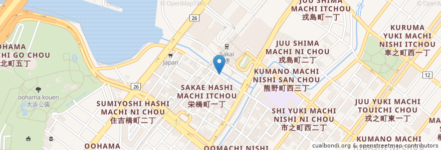 Mapa de ubicacion de かまん en Japan, 大阪府, 堺市, 堺区.