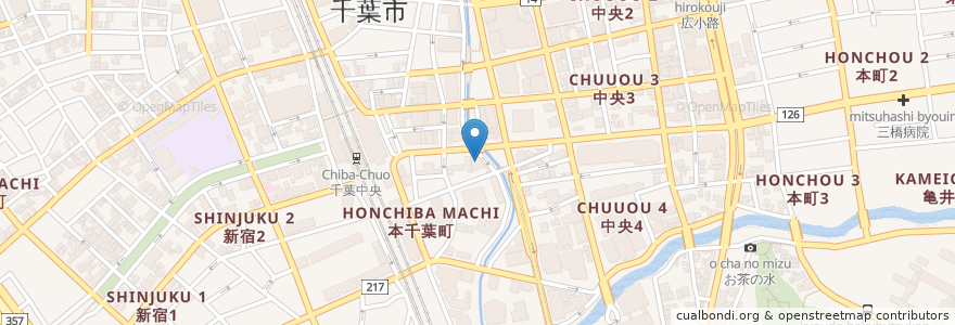 Mapa de ubicacion de ちば興銀 en Japon, Préfecture De Chiba, 千葉市, 中央区.
