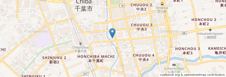 Mapa de ubicacion de あおば薬局 en Japon, Préfecture De Chiba, 千葉市, 中央区.