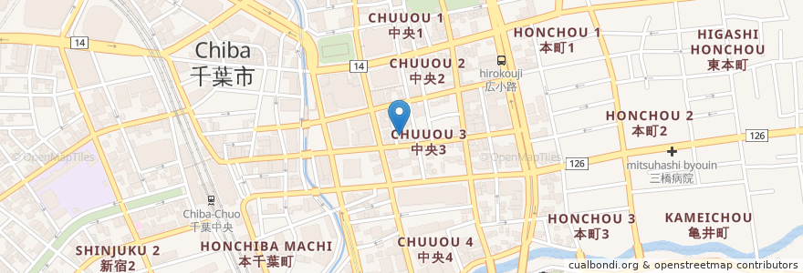 Mapa de ubicacion de 福来園 en Japan, Chiba Prefecture, Chiba, Chuo.