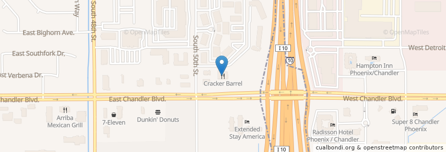 Mapa de ubicacion de Cracker Barrel en United States, Arizona, Maricopa County, Phoenix.