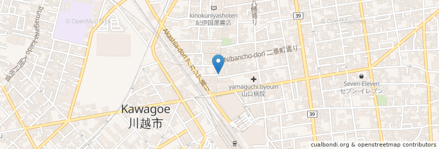 Mapa de ubicacion de 来々軒 en Japão, 埼玉県, 川越市.