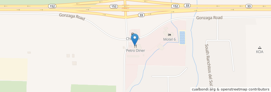 Mapa de ubicacion de Petro Diner en États-Unis D'Amérique, Californie, Merced County.