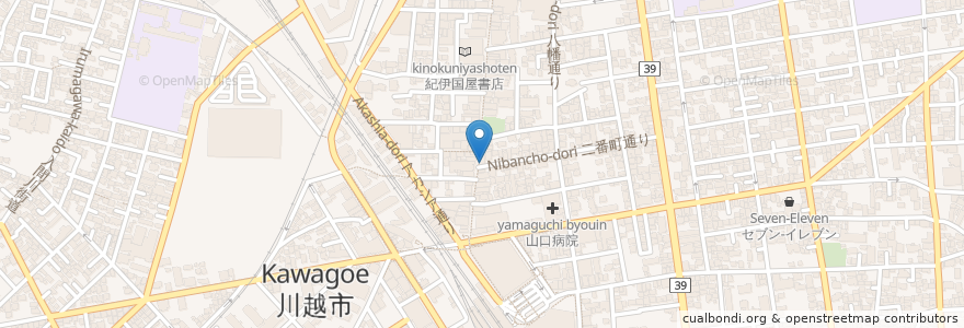 Mapa de ubicacion de クレア大橋歯科 en 日本, 埼玉県, 川越市.