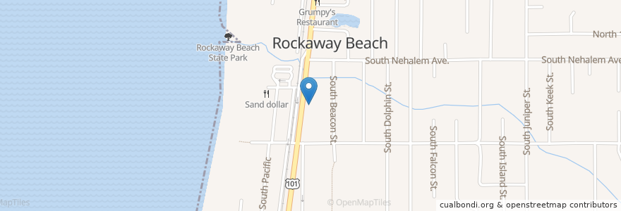 Mapa de ubicacion de Dos Rocas en United States, Oregon, Tillamook County, Rockaway Beach.