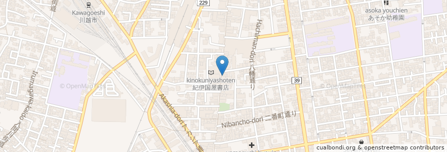 Mapa de ubicacion de 三ツ矢堂製麺 en 日本, 埼玉県, 川越市.