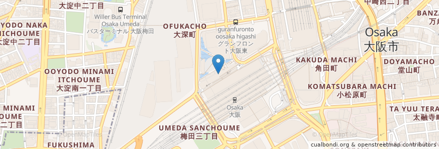 Mapa de ubicacion de 大阪駅交番 en Japon, Préfecture D'Osaka, 大阪市, 北区.